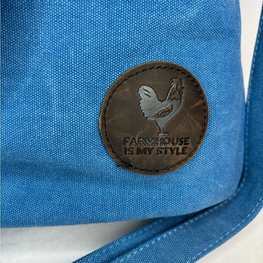 Farmhouse Is My Style Blue Tote‎ with leather accents and Zip Closure